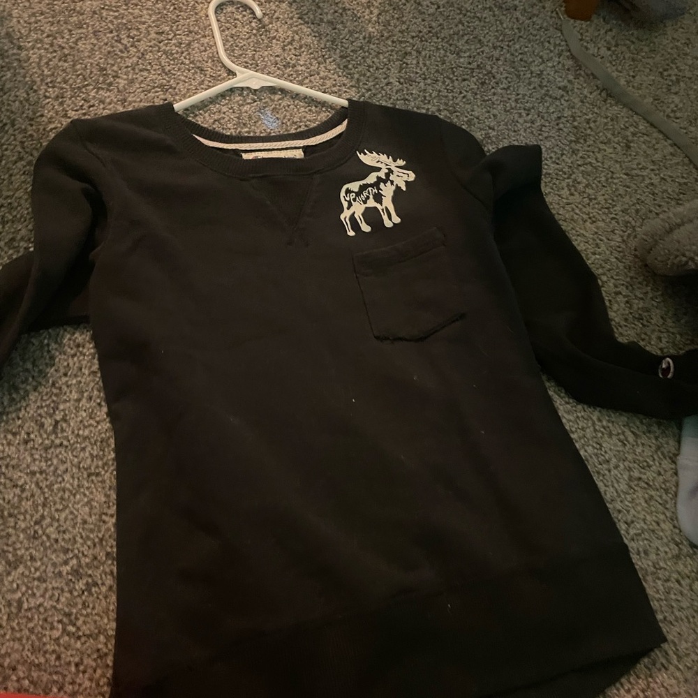 Kids Black Moose Graphic Long Sleeve Shirt